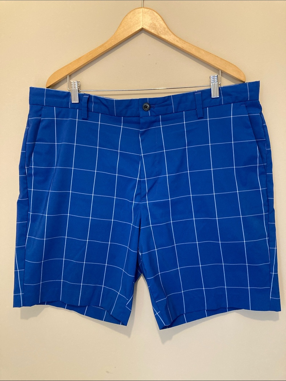 Chaps Blue Windowpane Flat Front Men's Shorts